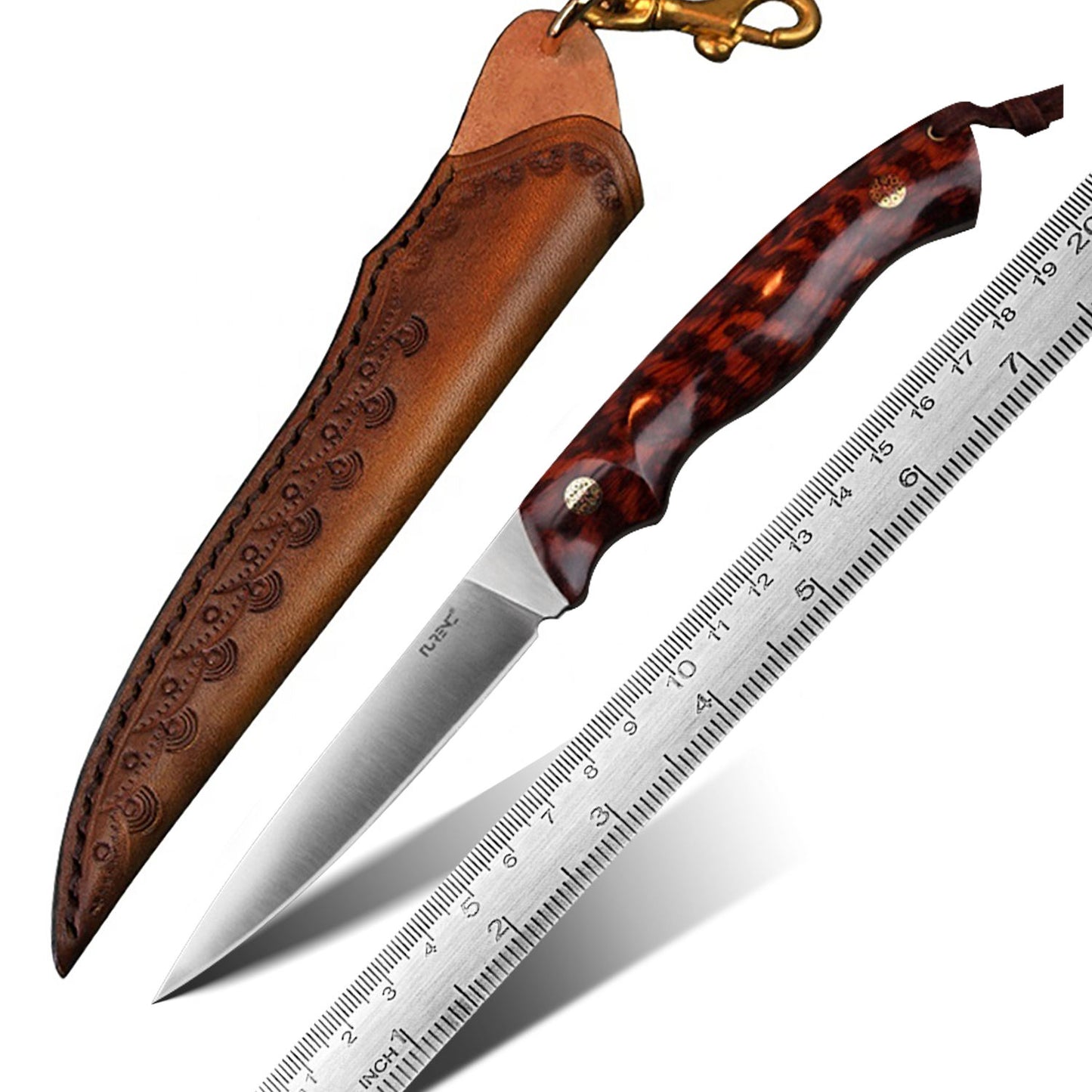 3.43Inch Full Tang Fixed Blade Knife,M390 Steel Blade,Snakewood Handle