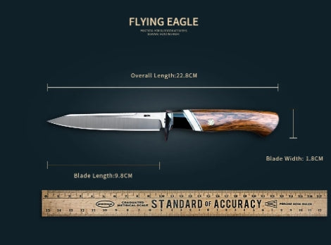3.86Inch Camping Outdoors Fixed Blade Knife,M390 Steel Blade,Ebony and Desert Iron Wood Handle
