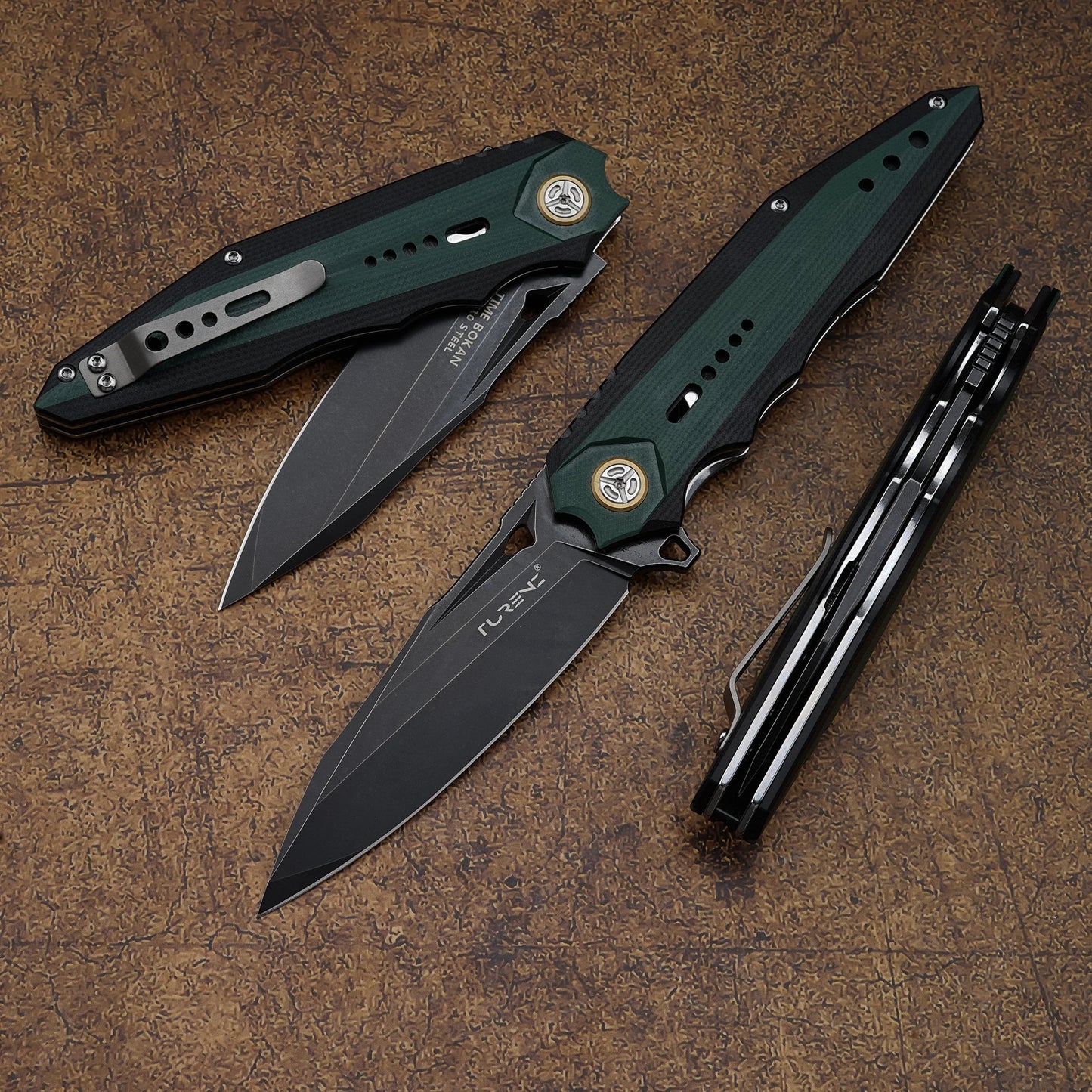 Time Boken 3.7 inch Outdoor Folding Pocket Knife, VG10 Steel Black Blade, G10 handle