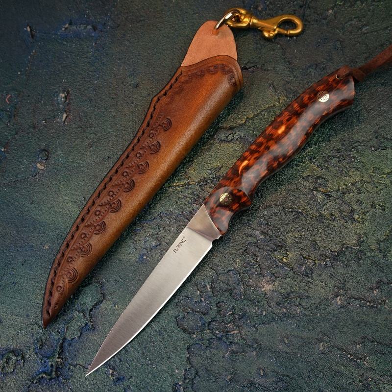3.43Inch Full Tang Fixed Blade Knife,M390 Steel Blade,Snakewood Handle