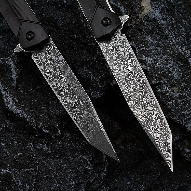 2.6 Inch Japanese Folding Blade Knife,VG10 Damascus Steel,Ebony Handle