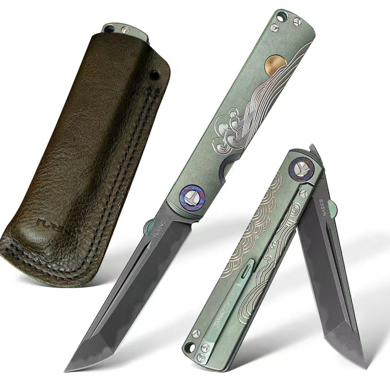 High Hardness Pocket Knife Camouflage,CPM-S35VN Powder Steel,Tc4 Titanium Alloy Handle