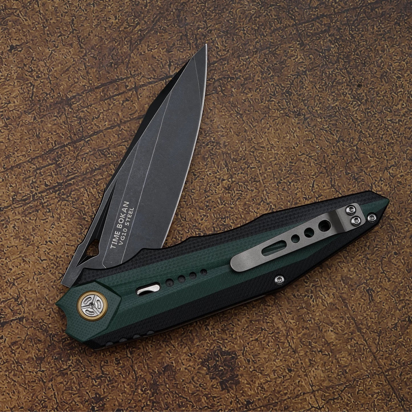 Time Boken 3.7 inch Outdoor Folding Pocket Knife, VG10 Steel Black Blade, G10 handle