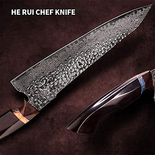 8.5inch Japanese chef's knife, Damascus Steel VG10 Core Blade,Ebony Wood Handle
