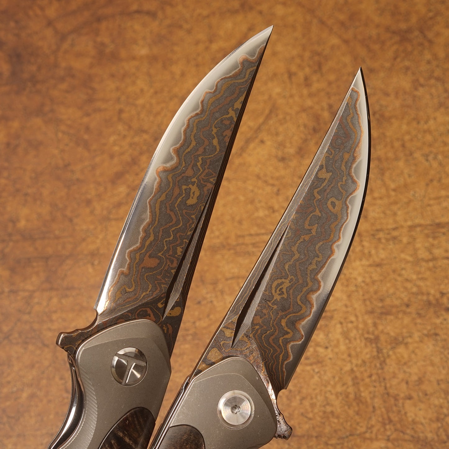 Handmade VG10 Core Damascus Folding Knife, TC4 Titanium Handle with Stabilized Wood & Shell, Cloud Pattern Blade, Premium EDC Pocket Knife