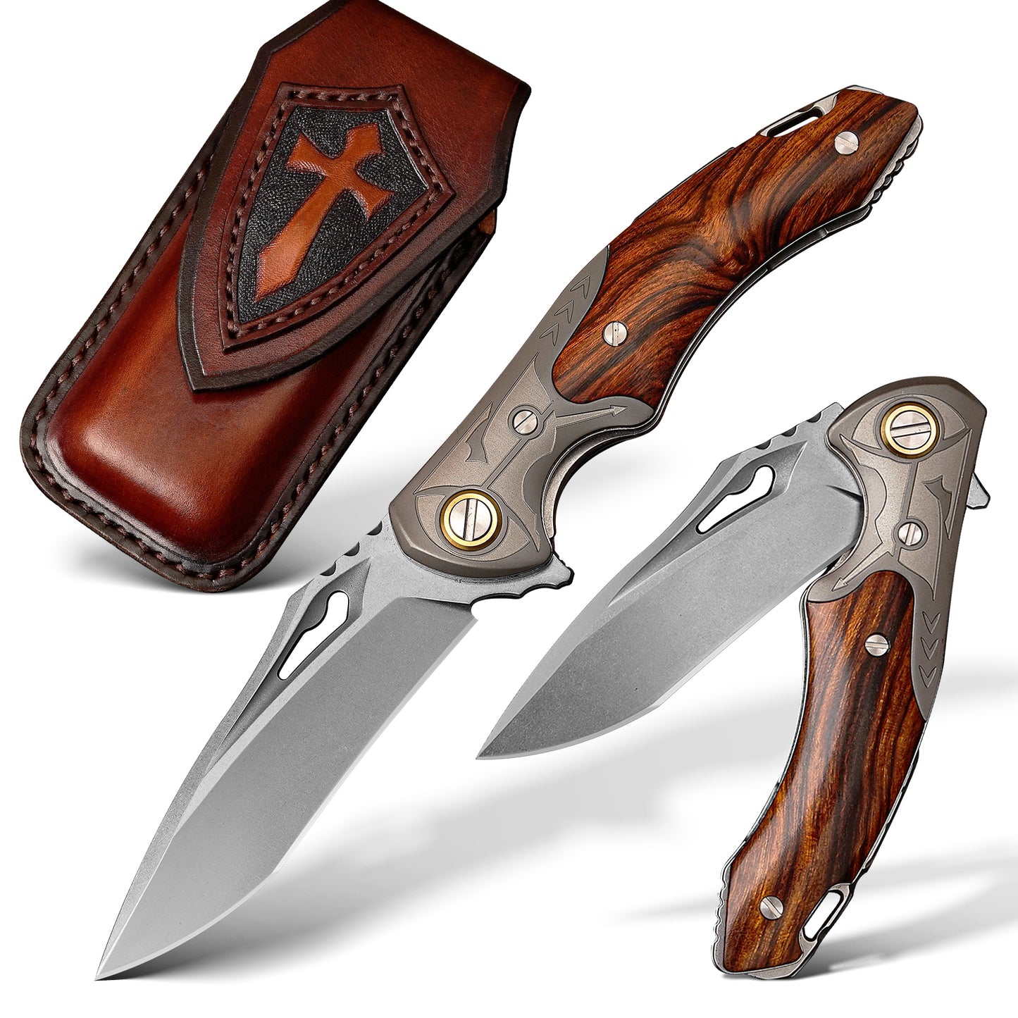 3.35 Inch Folding Pocket Knife,M390 Powder Steel Blade,American Desert Ironwood Handle