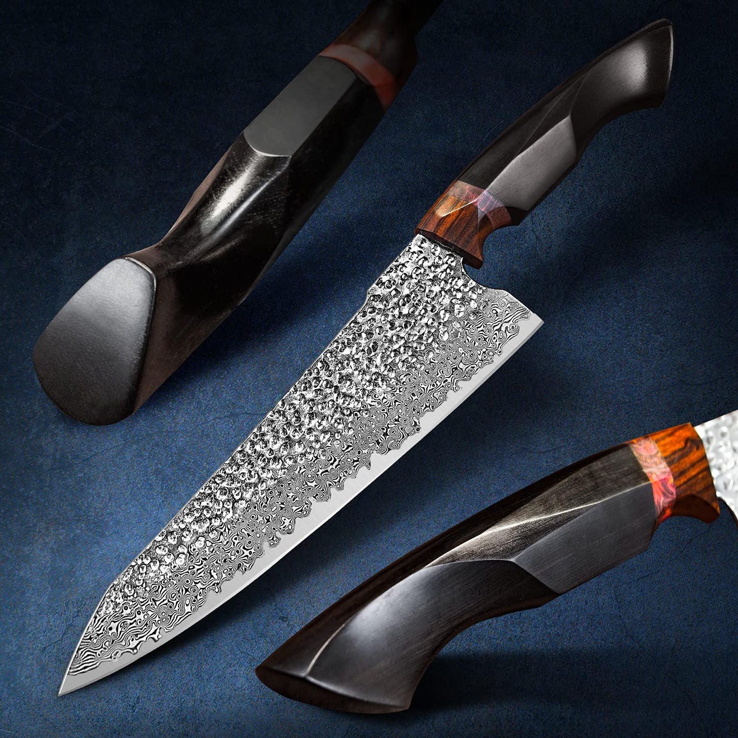 8.5inch Japanese chef's knife, Damascus Steel VG10 Core Blade,Ebony Wood Handle