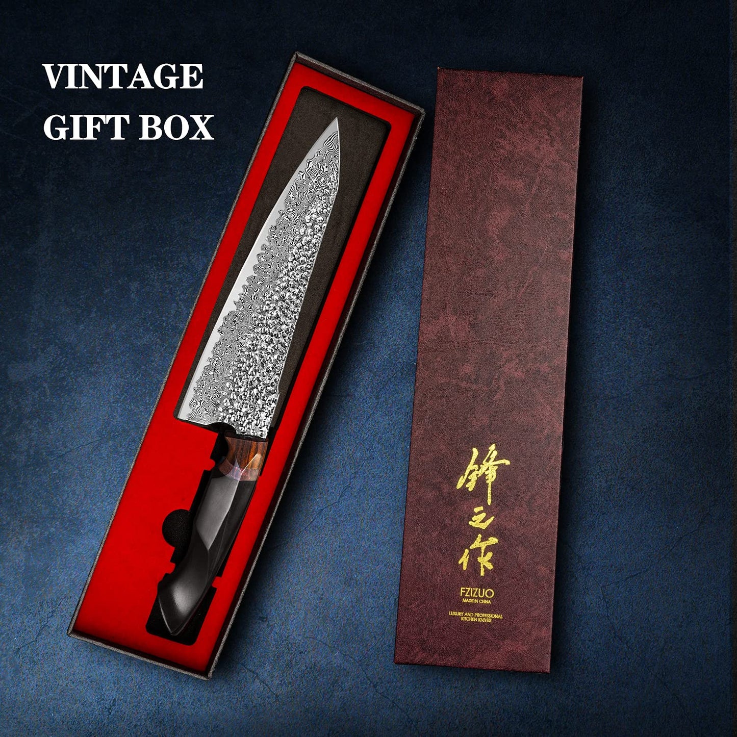 8.5inch Japanese chef's knife, Damascus Steel VG10 Core Blade,Ebony Wood Handle