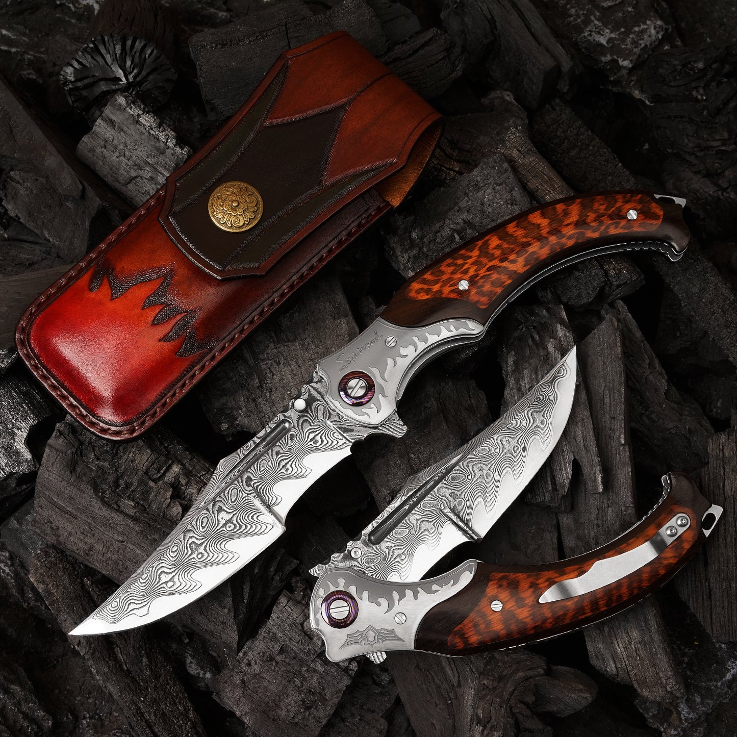 4.65 Inch Folding Blades Pocket Knife,67 Layer Damascus steel +VG10 Core,Ebony +Snakewood Handle