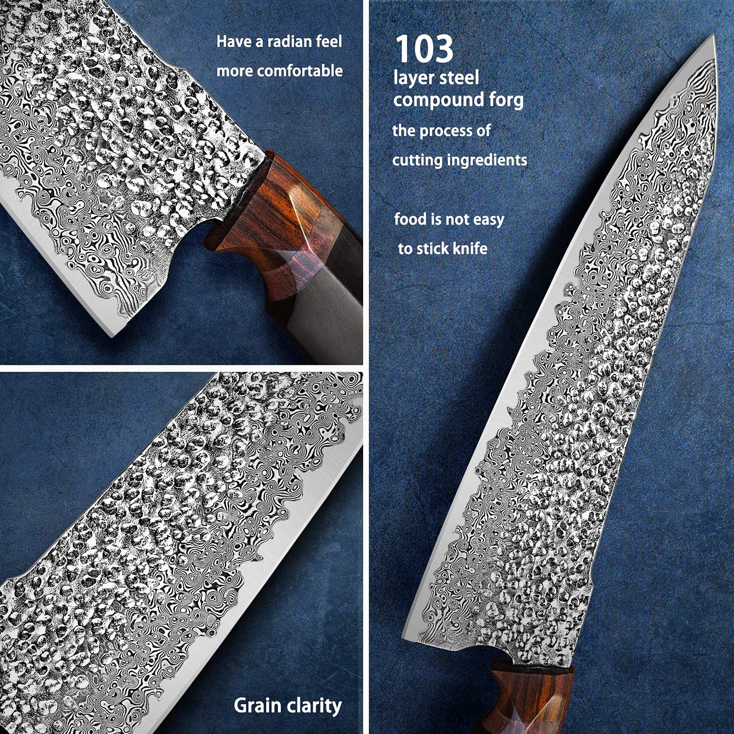 8.5inch Japanese chef's knife, Damascus Steel VG10 Core Blade,Ebony Wood Handle