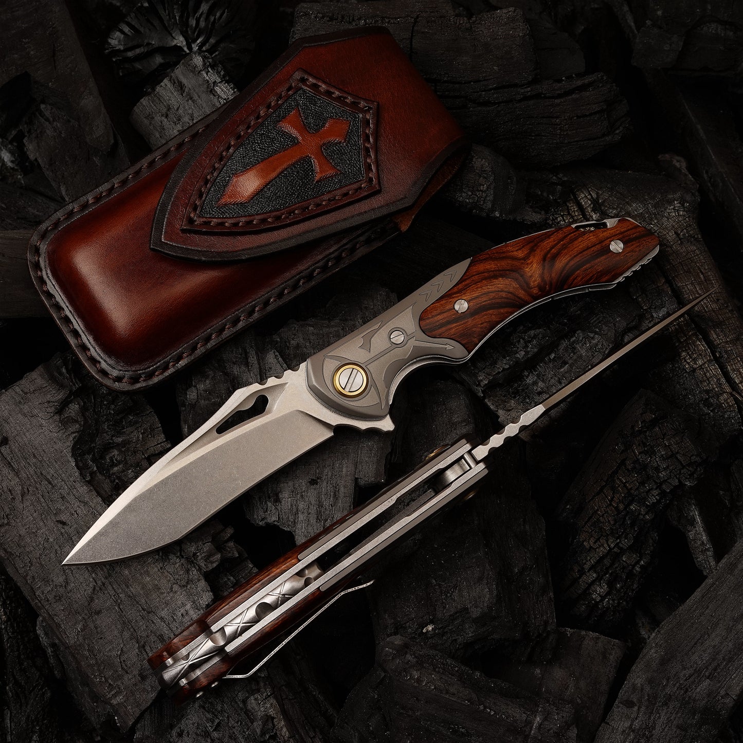 3.35 Inch Folding Pocket Knife,M390 Powder Steel Blade,American Desert Ironwood Handle