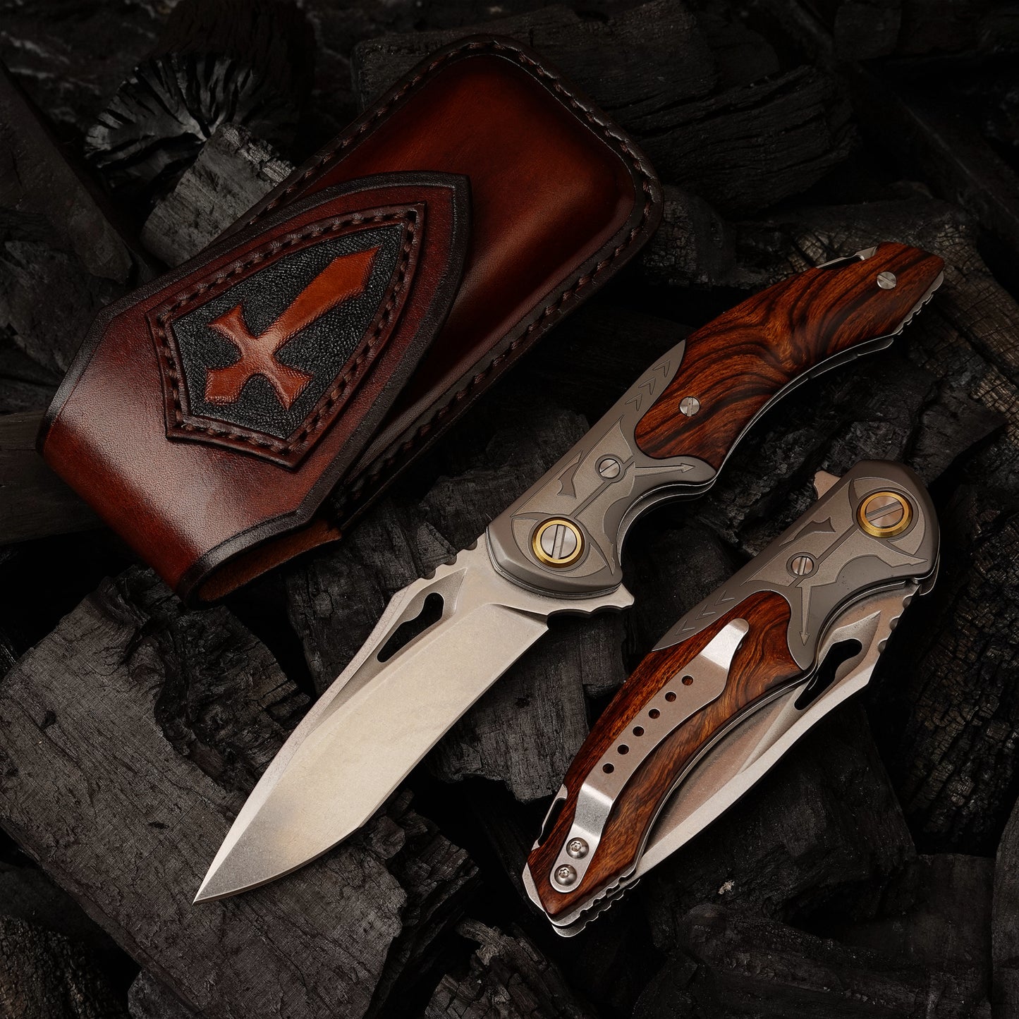 3.35 Inch Folding Pocket Knife,M390 Powder Steel Blade,American Desert Ironwood Handle