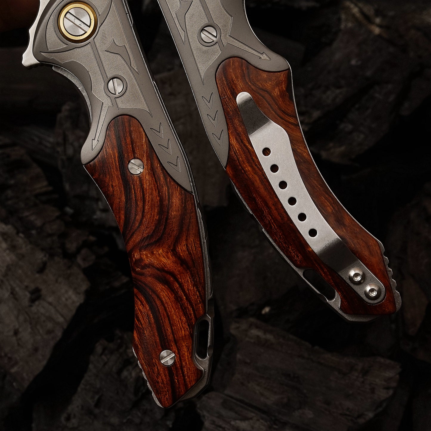 3.35 Inch Folding Pocket Knife,M390 Powder Steel Blade,American Desert Ironwood Handle
