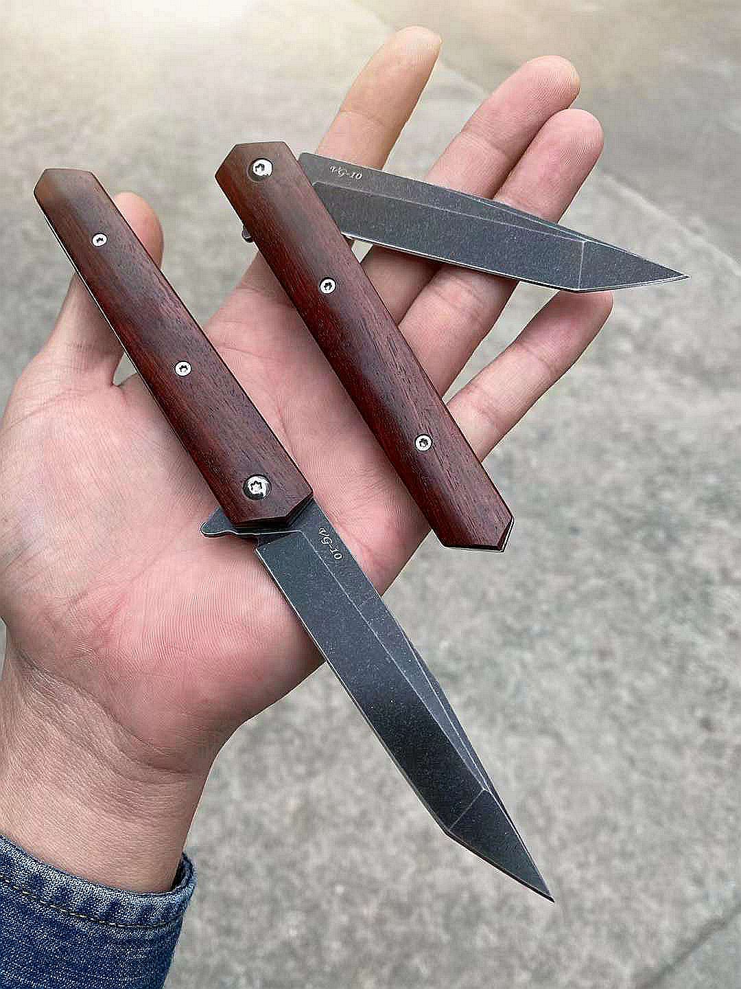 Newootz 3.54inch portable folding knife,VG10 steel,rosewood handle