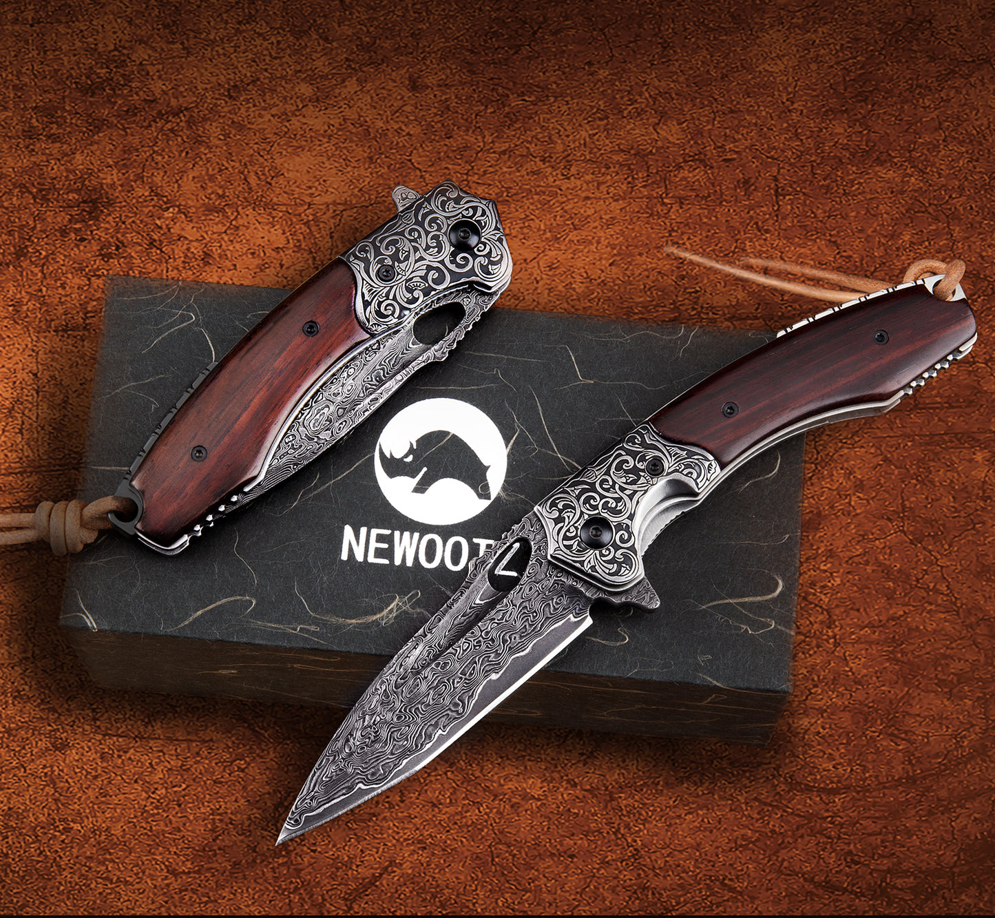3.7 Inch Forging Handmade Edc Pocket Knives, Vg10 Damascus Steel,Rosewood Handle,Leather Sheath