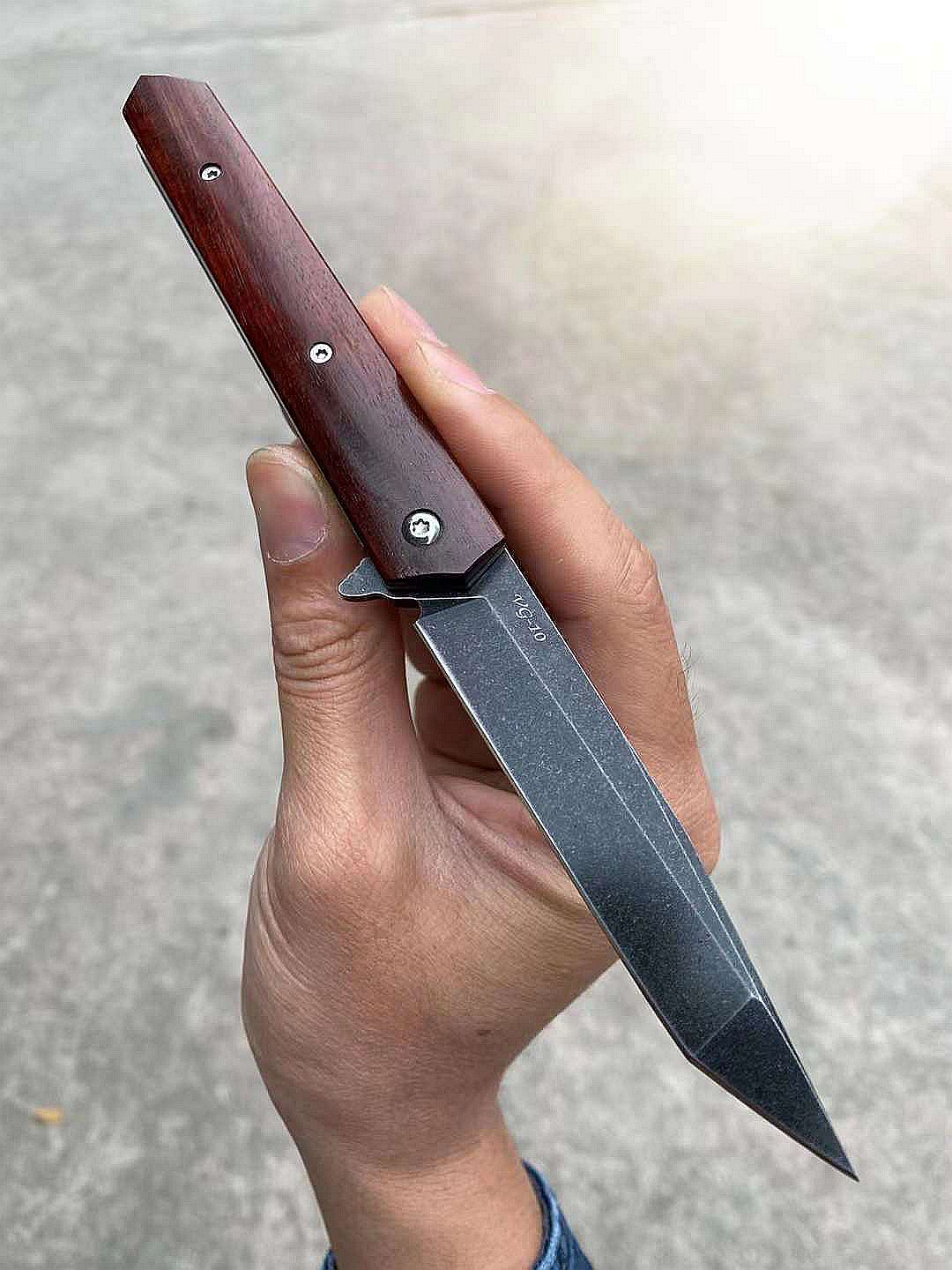 Newootz 3.54inch portable folding knife,VG10 steel,rosewood handle