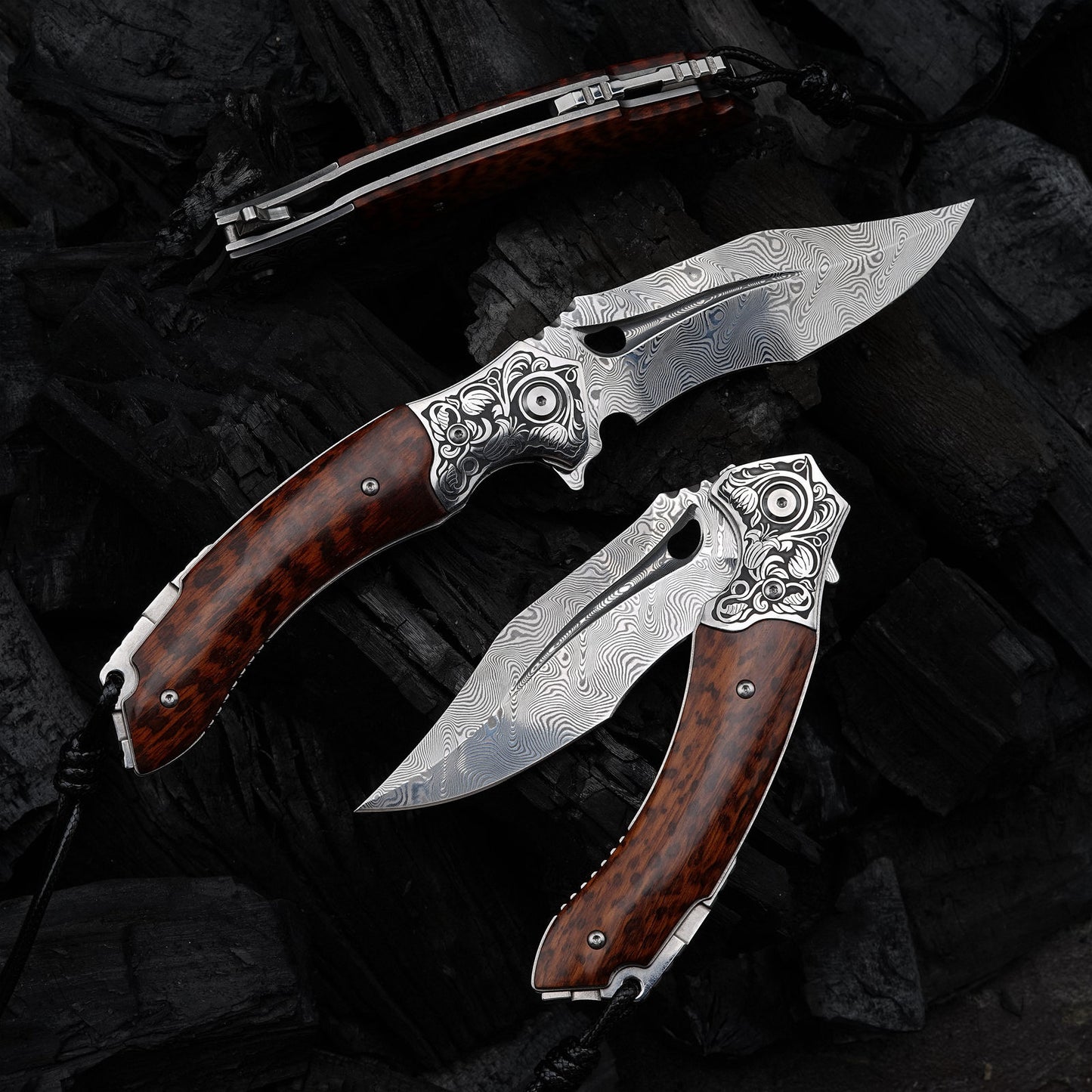 3.74 Inch Handmade Japanese Folding Knife, VG10 Damascus Steel ,Liner Lock, Maple Handle
