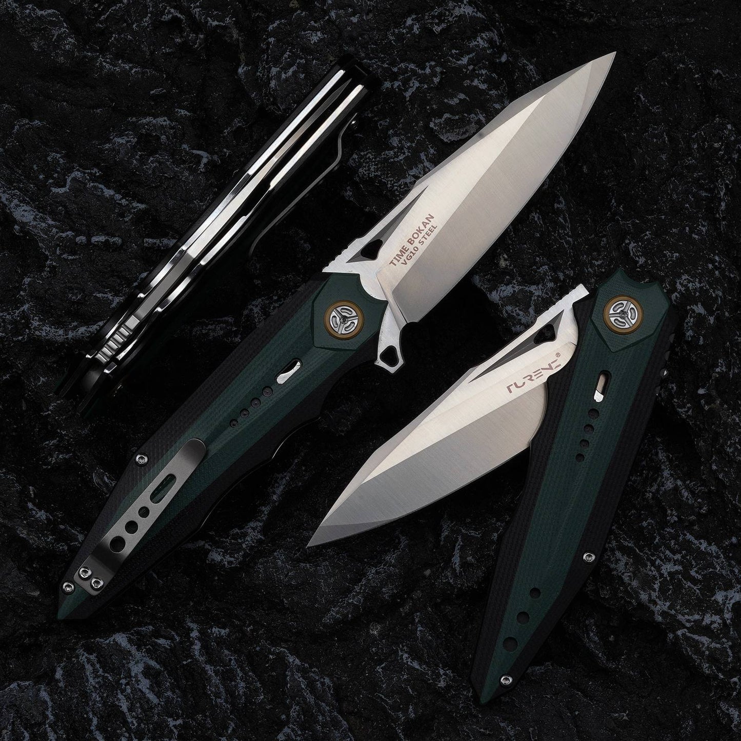 Time Boken 3.7 Inch Outdoors Folding Pocket Knife, VG10 Steel White Blade, G10 Handle