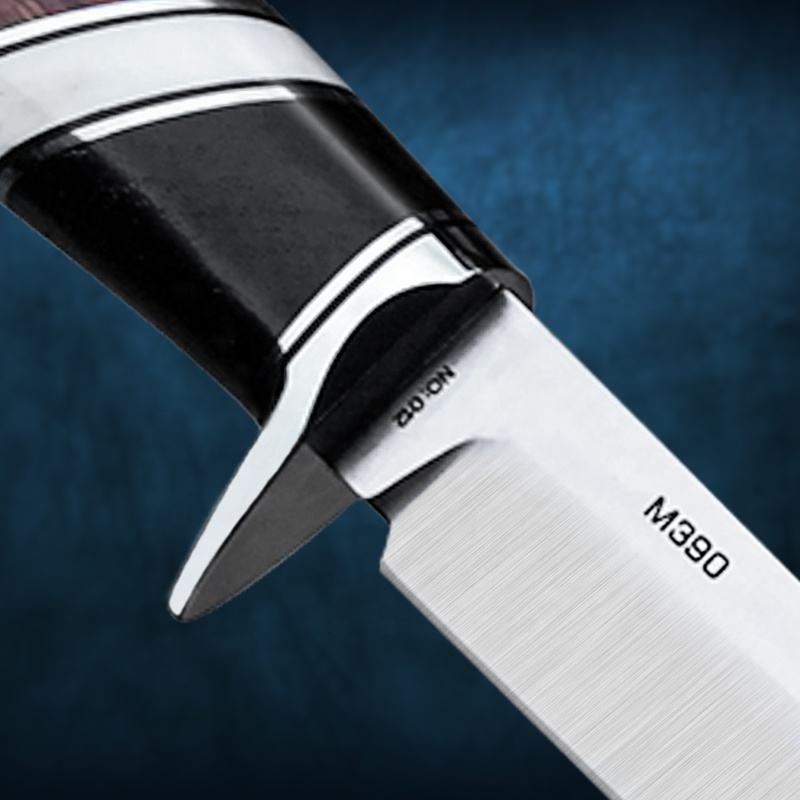 3.86Inch Camping Outdoors Fixed Blade Knife,M390 Steel Blade,Ebony and Desert Iron Wood Handle