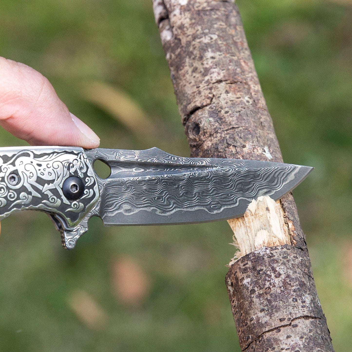 Handmade Japanese Vg10 Damascus Steel Pocket Knife,Rosewood Handle,Sheath,Liner Lock,