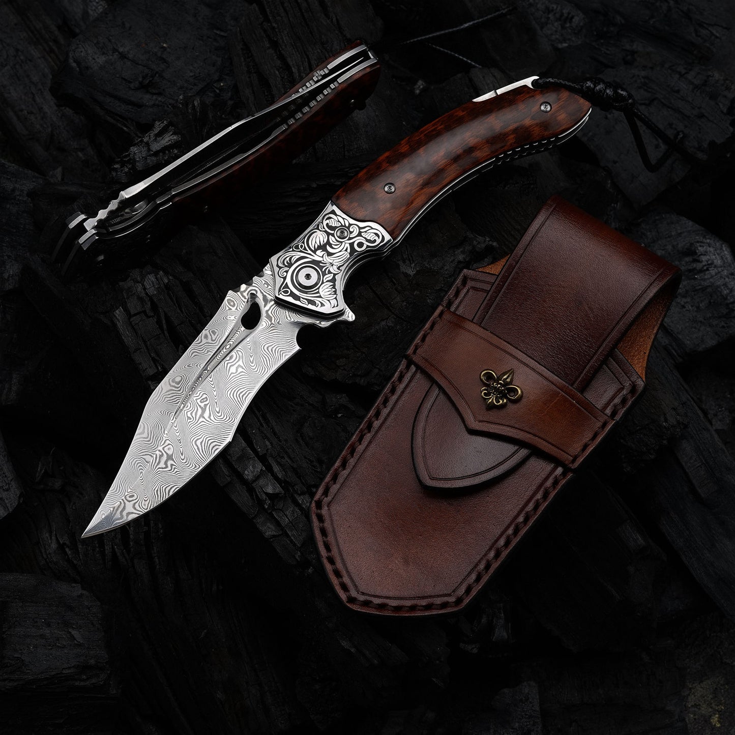 3.74 Inch Handmade Japanese Folding Knife, VG10 Damascus Steel ,Liner Lock, Maple Handle
