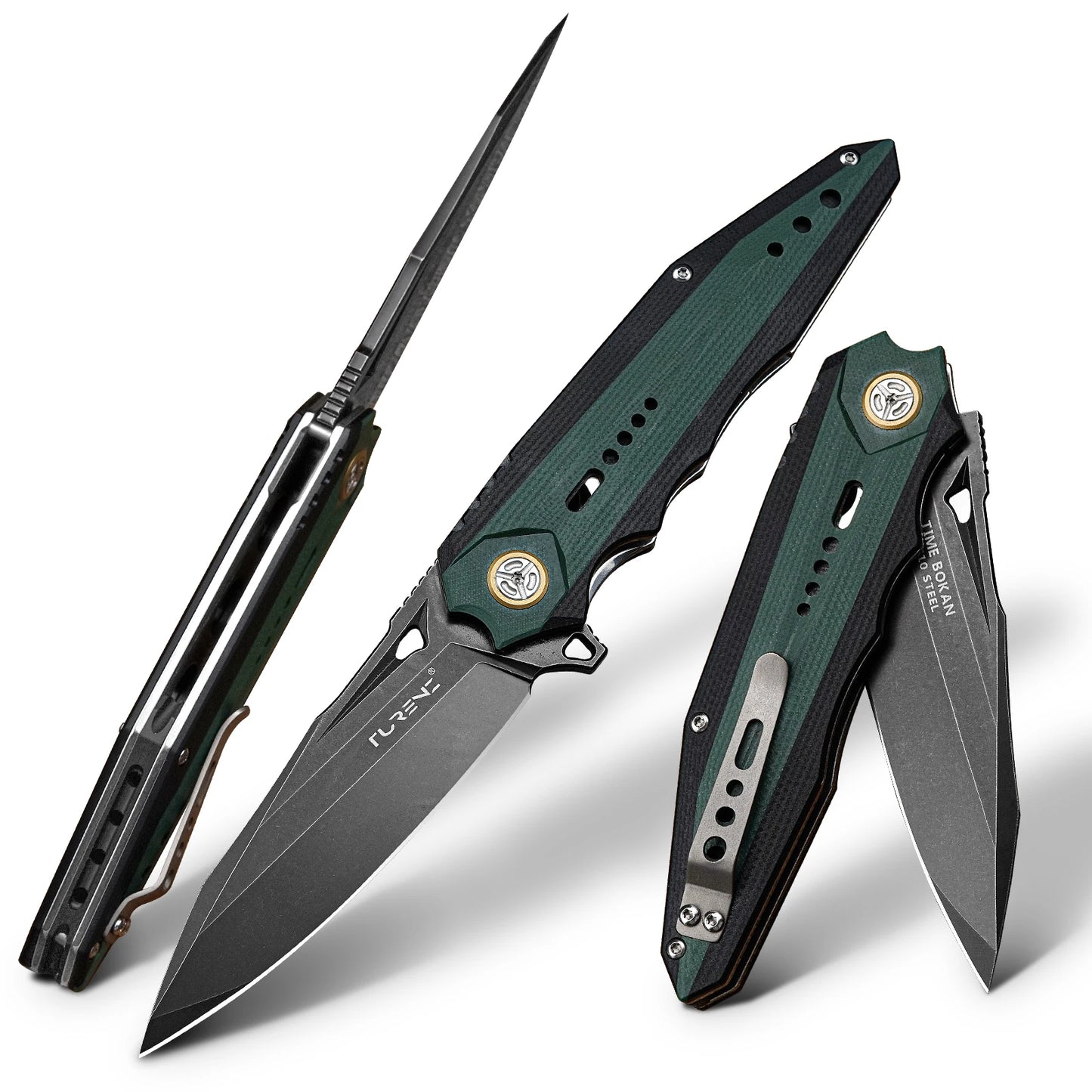 Time Boken 3.7 inch Outdoor Folding Pocket Knife, VG10 Steel Black Blade, G10 handle