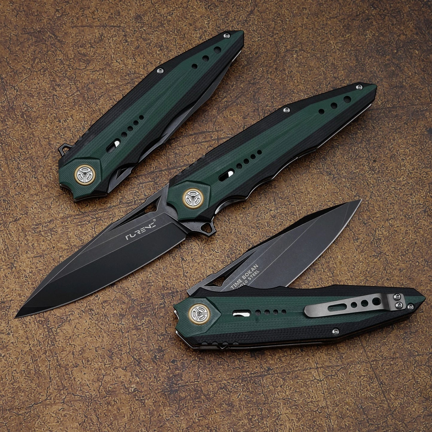 Time Boken 3.7 inch Outdoor Folding Pocket Knife, VG10 Steel Black Blade, G10 handle