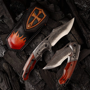 4.13 Inch Japanese Pocket Folding Knives,67 Layers Damascus Steel, Bone Handle